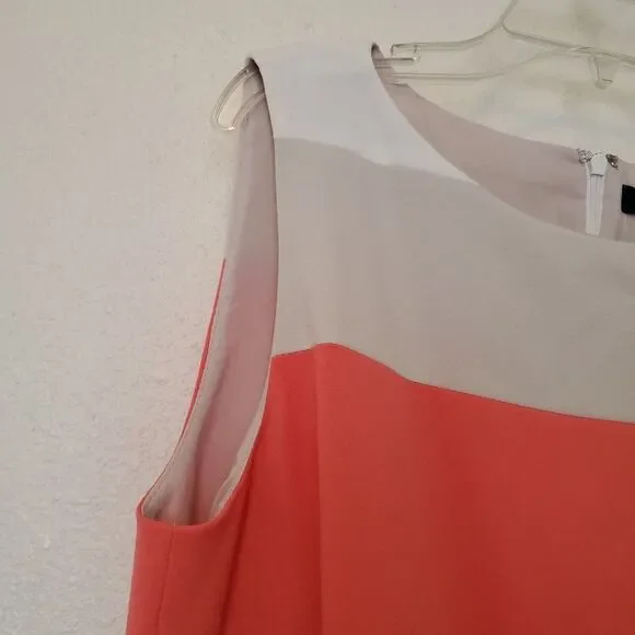 Lauren Ralph Lauren Dress Sleeveless Coral Beige Pleated Women’s Size 10 Lined - Picture 7 of 14